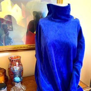 Talbots Velour Tunic Sweater Brass Buttons NWT